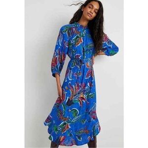Maeve Jessamine Maxie Midi Dress Multicolor Floral M 3/4 Sleeve *Missing Sash